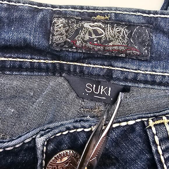 Silver Jeans Co Womans size W26/L31 Suki Mid Slim Bootcut Denim Blue Jeans Y2K - Picture 6 of 9